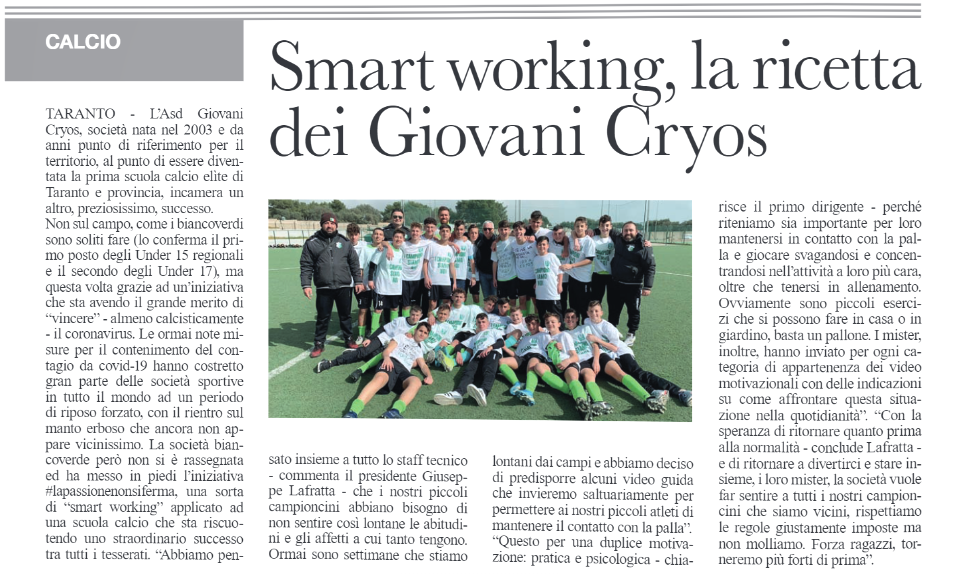 Smart Working Cryos Taranto Buonasera